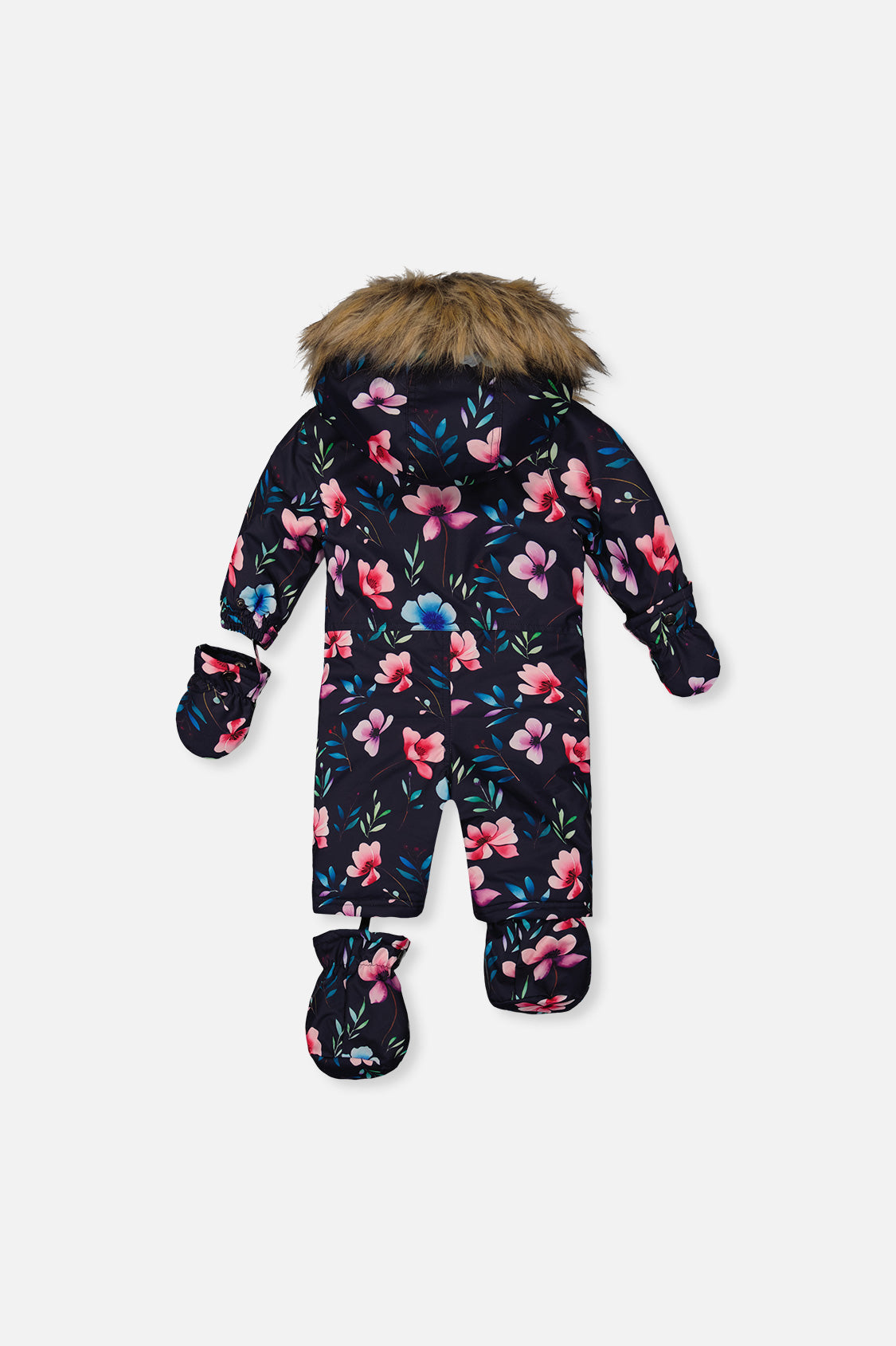 Deux par Deux baby car-seat one-piece snowsuit in Blue Floral Print — alternate product view