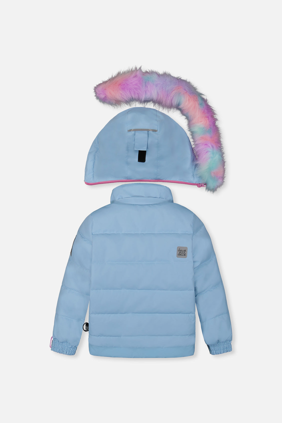 Deux par Deux light blue snow suit with detachable faux fur hood and snow pants
