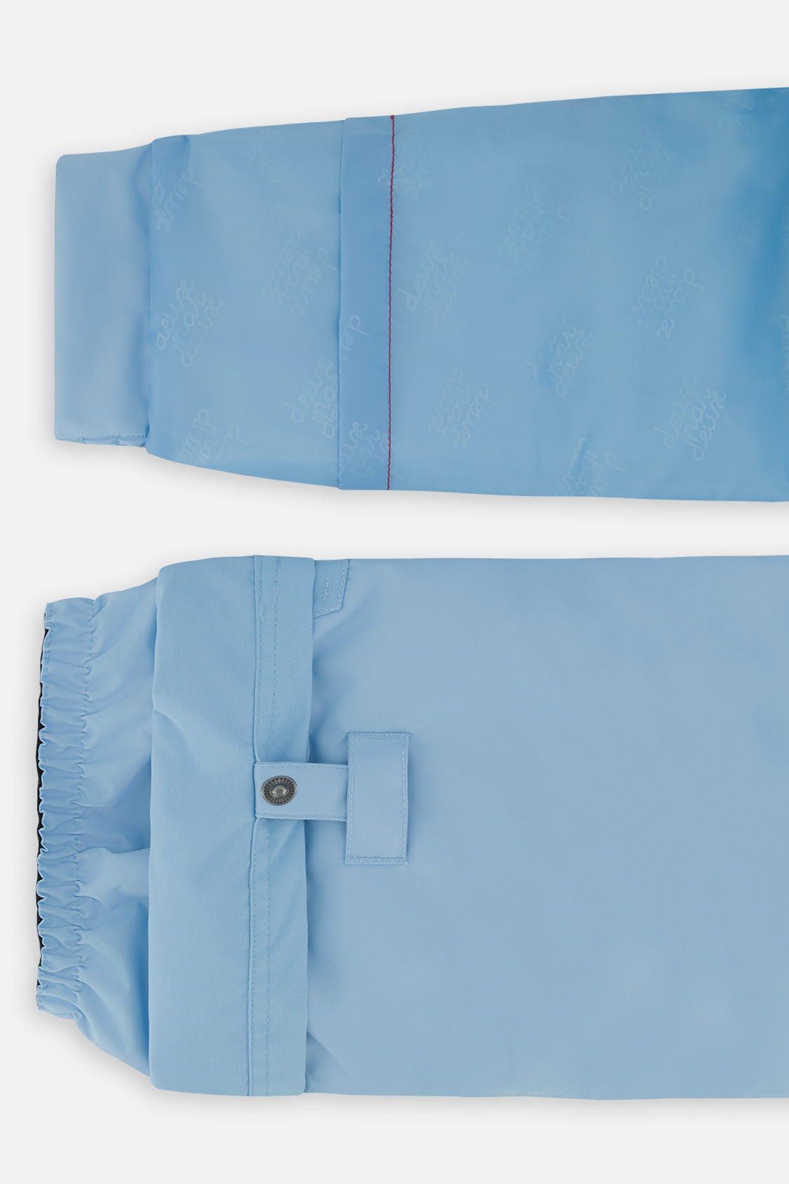 Deux par Deux girls PLAY snowsuit, light blue – sleeve and pant hem extensions for growing room