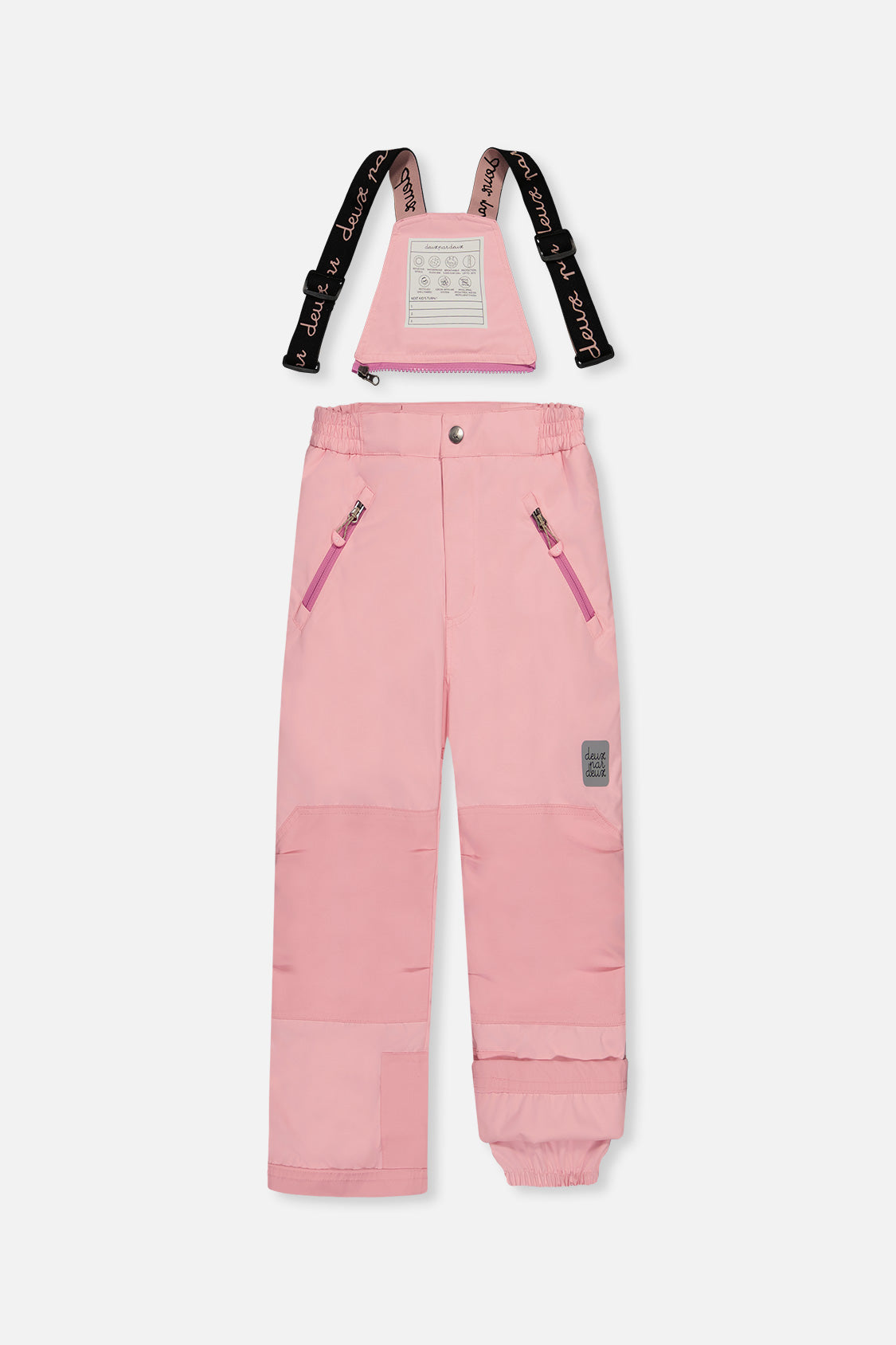 Light pink PLAY snow pants front view with reinforced knees