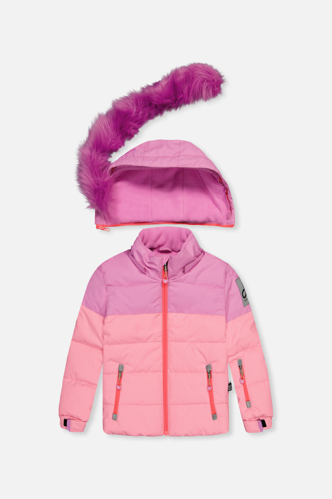 Girls pinkish violet waterproof snow suit with matching snow pants