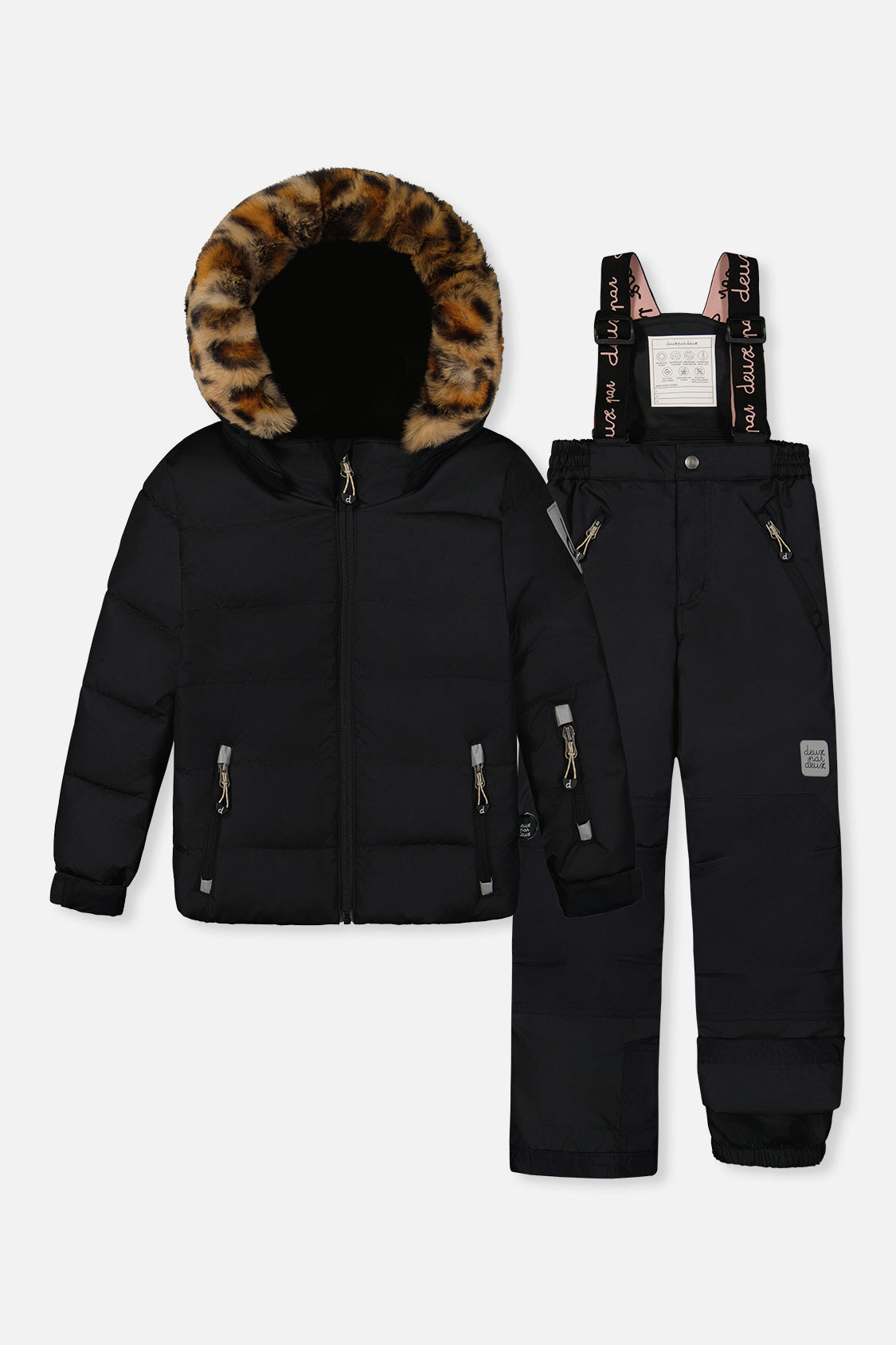 Deux par Deux girls black PLAY snowsuit with matching snow pants
