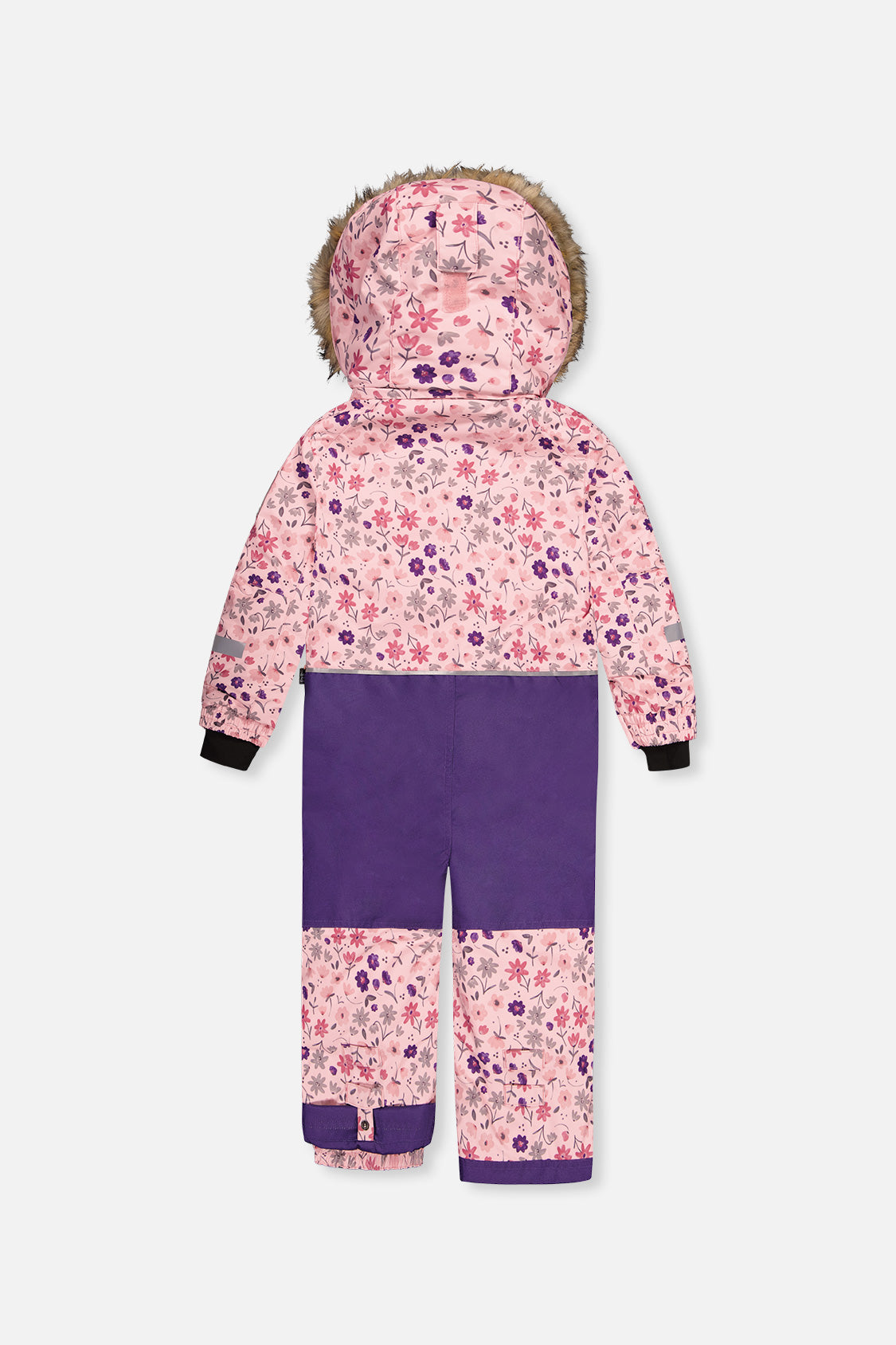 Deux par Deux kids PLAY one-piece snowsuit in Pink Mini Flower Print — alternate product view