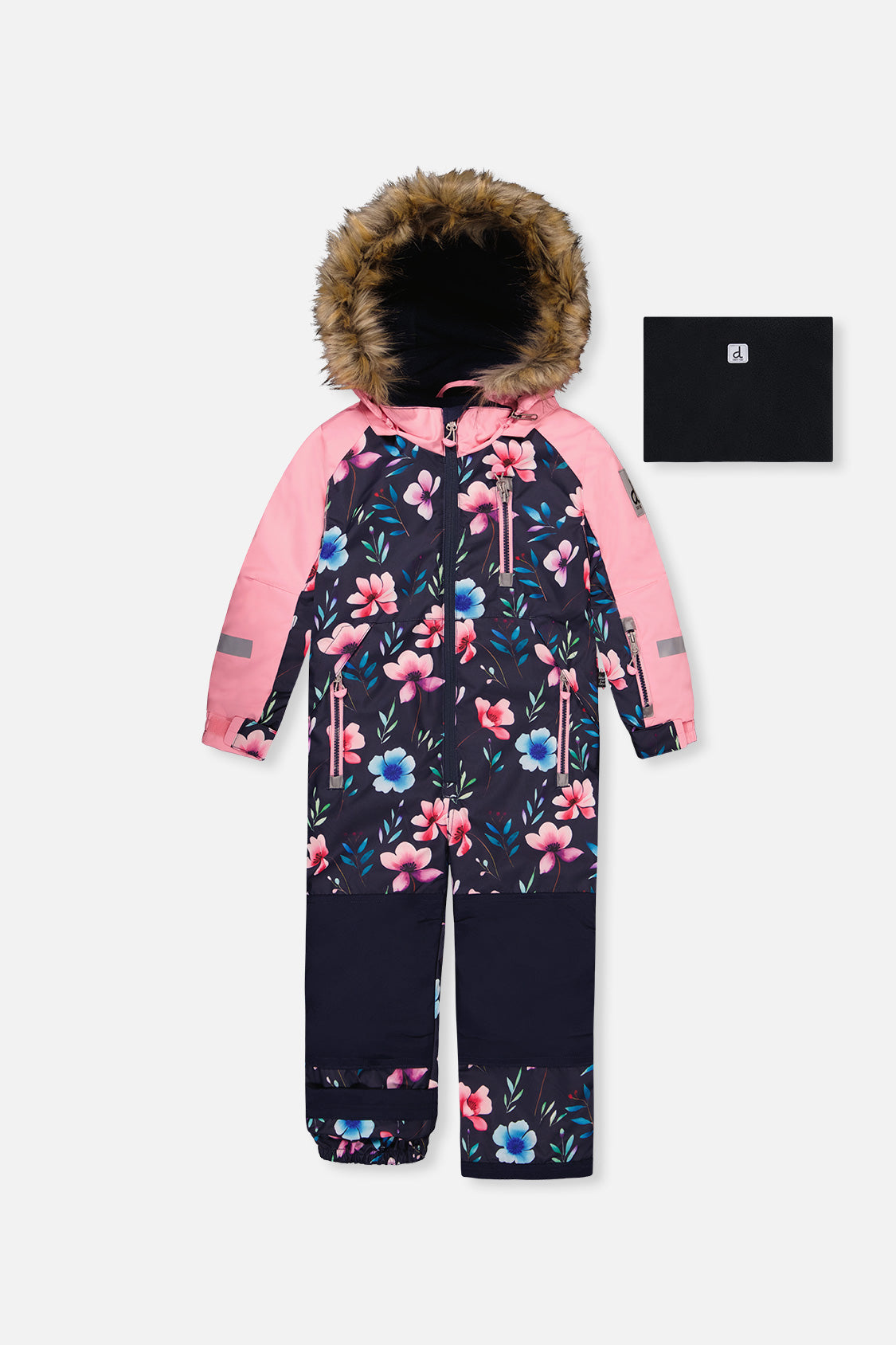 Deux par Deux girls PLAY blue floral one-piece snowsuit -30°C 10K sizes 2-14