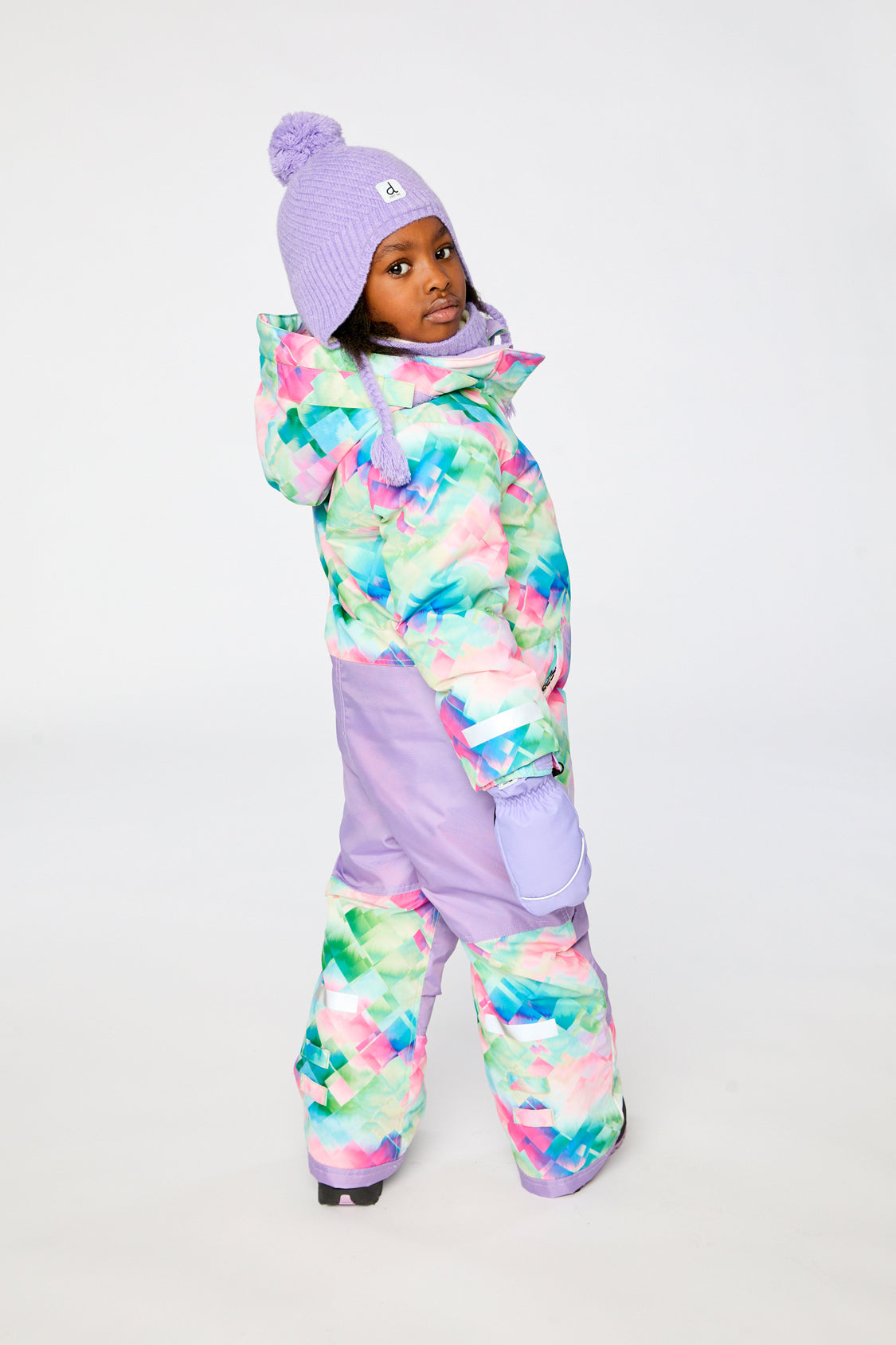 Kids PLAY diamond-print snowsuit by Deux par Deux in an alternate winter lookbook view