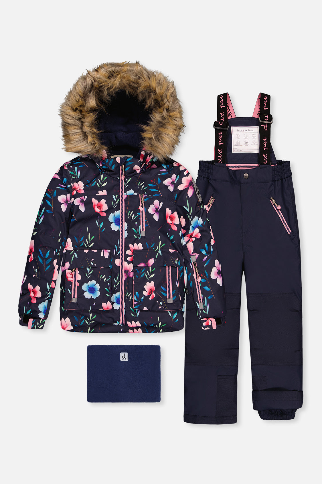 Deux par Deux PLAY two-piece snowsuit in Blue Floral Print — main product view