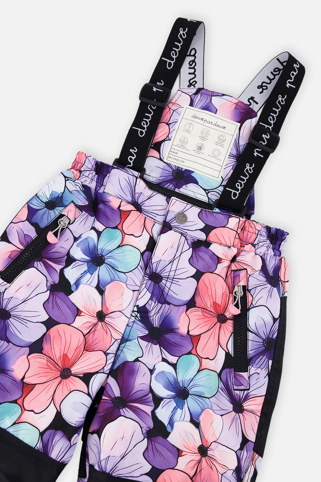 Deux par Deux pink-to-blue gradient PLAY snowsuit with floral pants, product photo 7