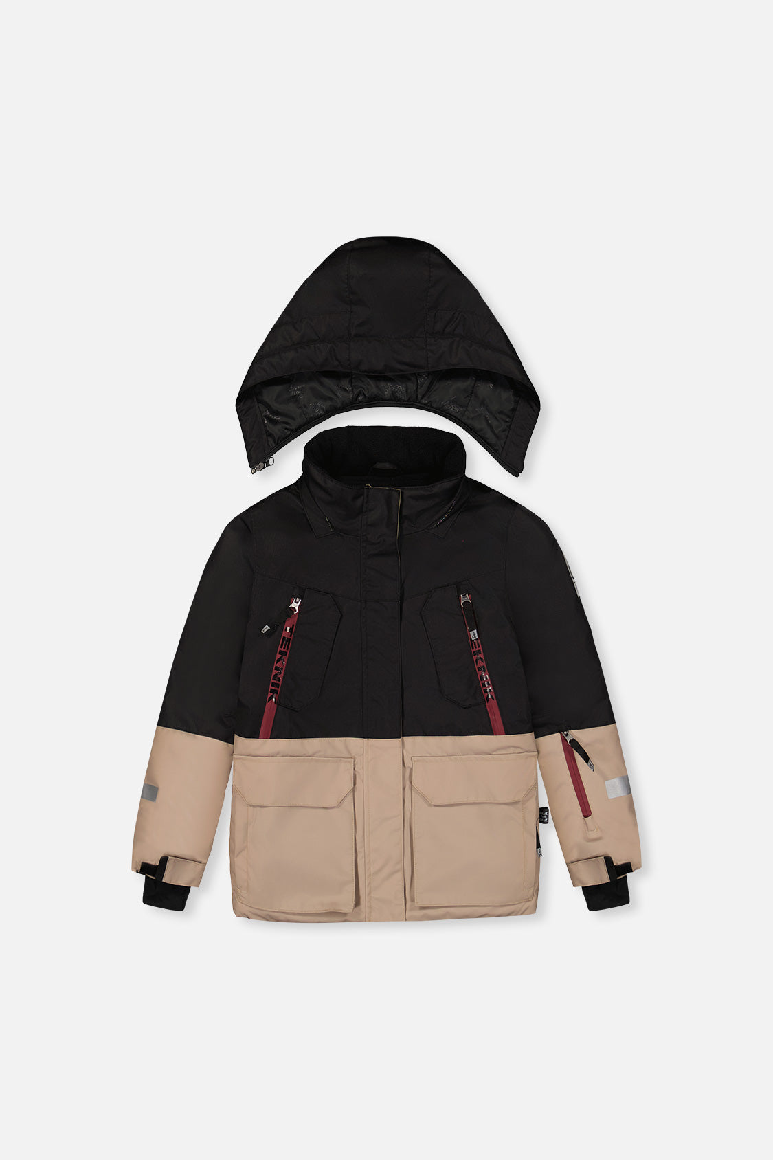Deux par Deux black beige burgundy TEKNIK jacket and snow pants alternate product view