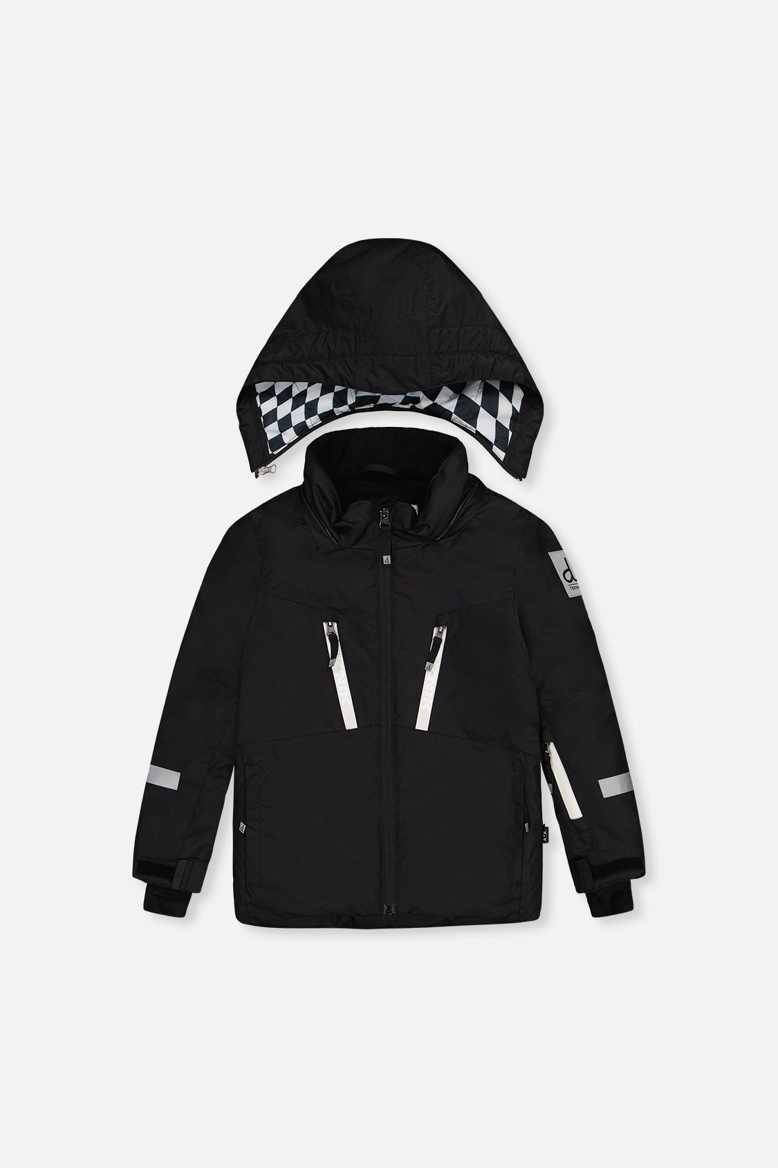 Deux par Deux -30°C Teknik snowsuit black jacket and white checkered snow pants