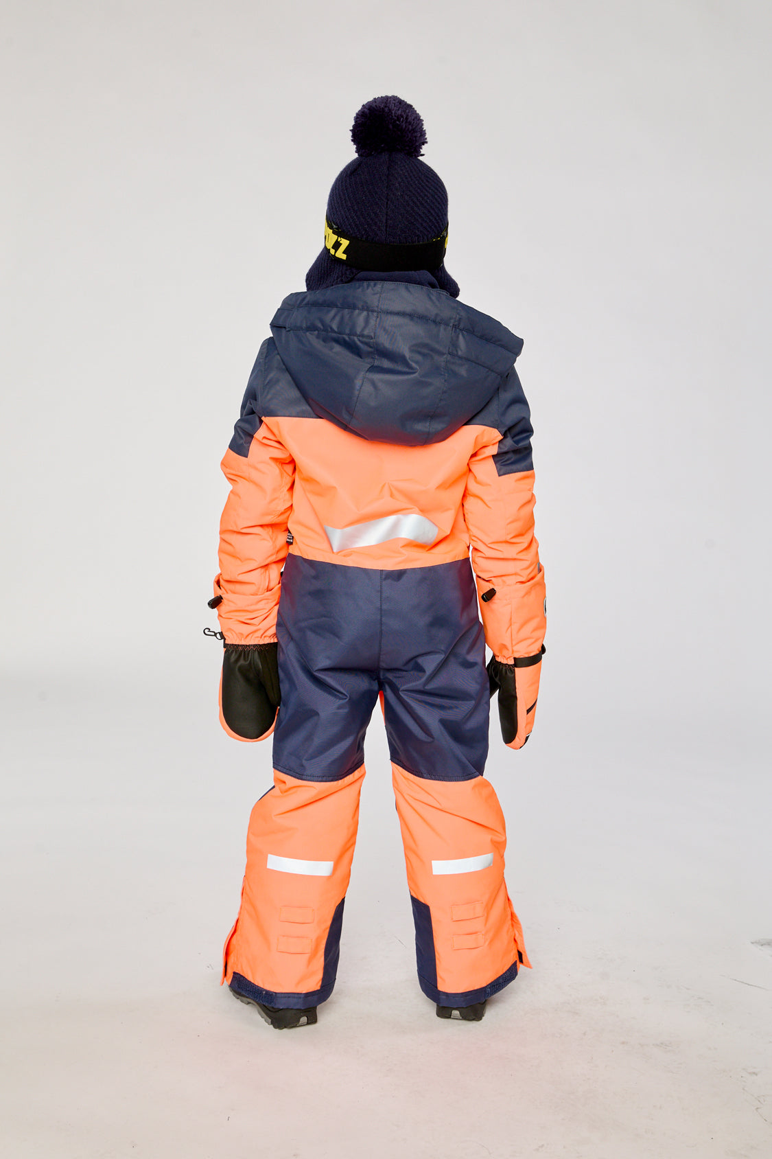 Kids One Piece Teknik Snowsuit Bright Orange And Blue-3