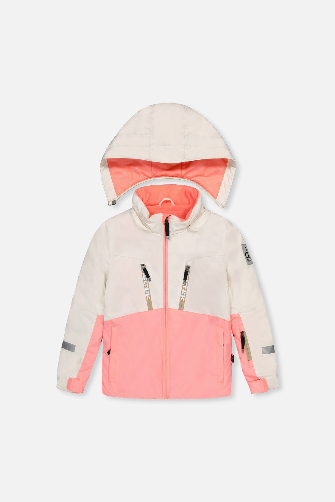 Deux par Deux TEKNIK two-piece snowsuit in Off-White and Pink — alternate product view