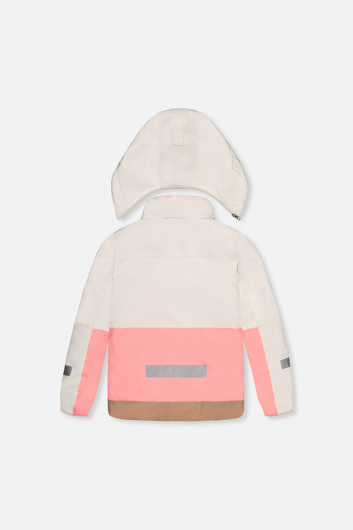 Back of the off-white and pink TEKNIK jacket and hood