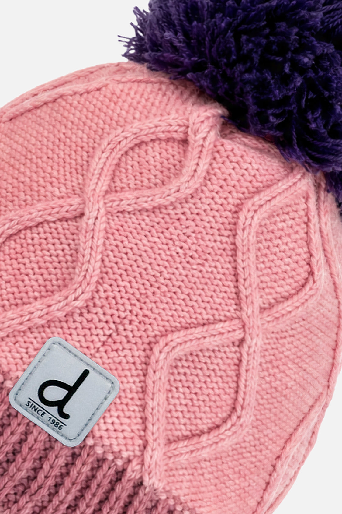 Winter Peruvian Knit Hat With Pompom Pink And Mauve-2