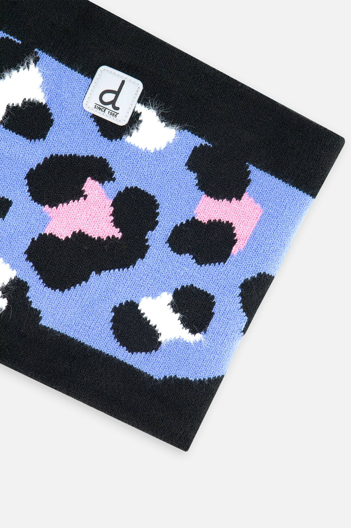 Winter Knit Neckwarmer Blue Leopard Print-3