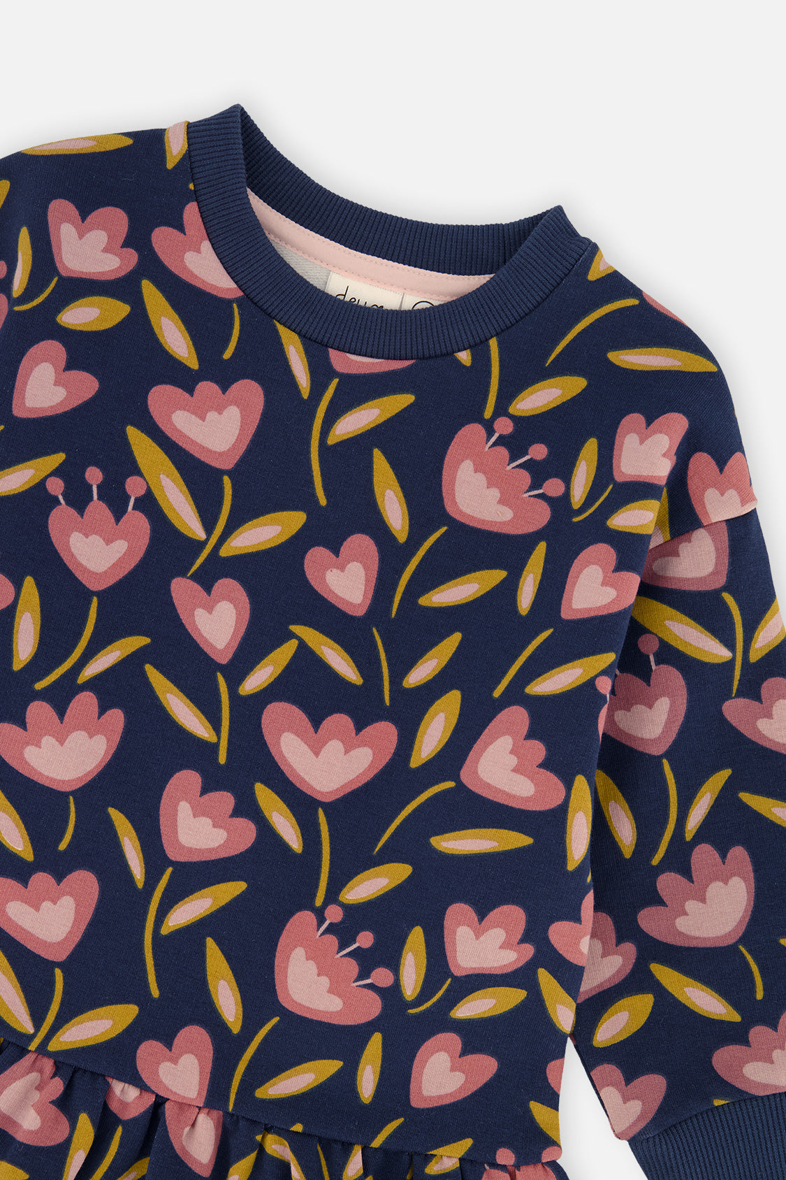 French Terry Dress Blue Tulip Print-4
