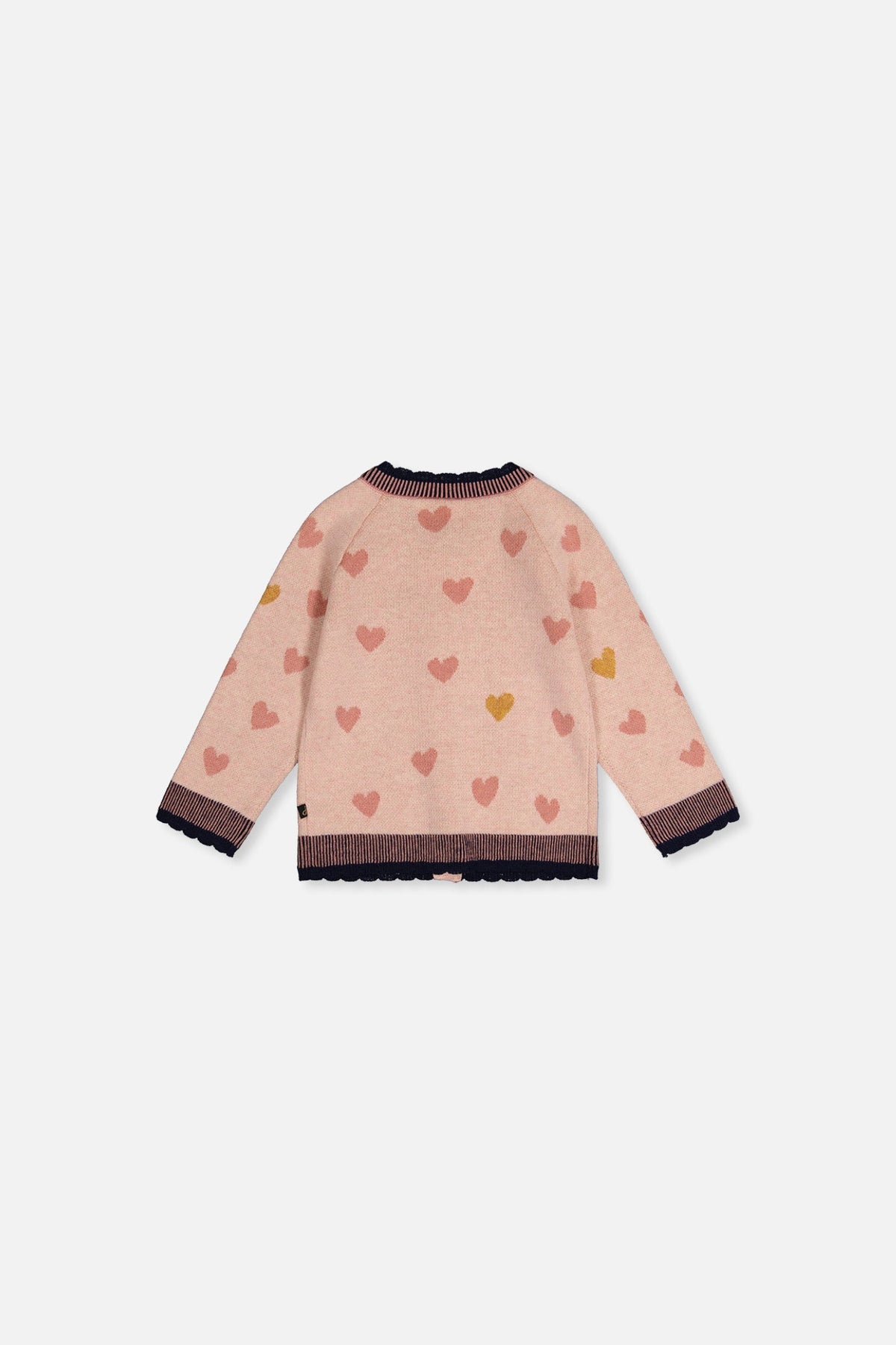 Baby Knitted Jacquard Cardigan Pale Dusty Pink And Navy-1