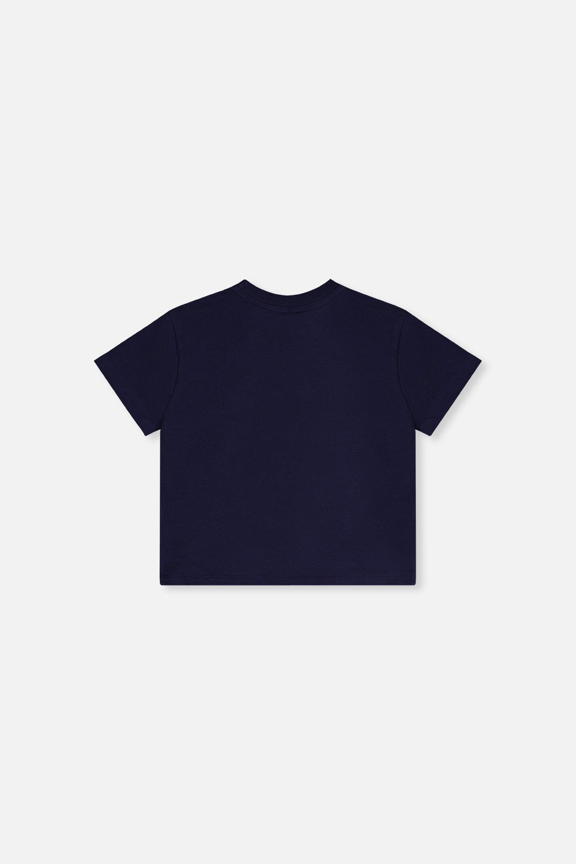 Deux par Deux girls' dark blue jersey T-shirt with holographic heart – back view