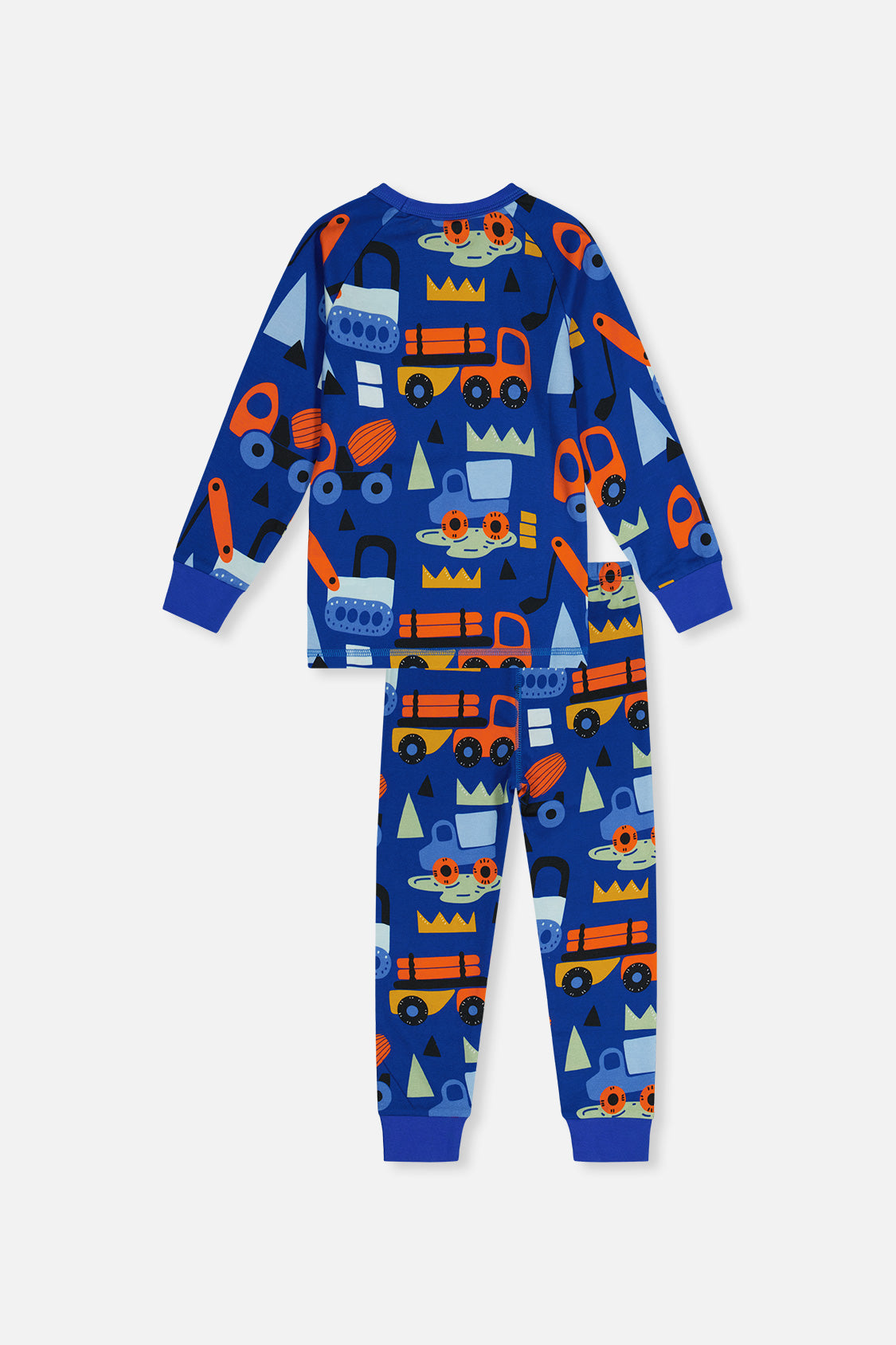 Organic Cotton Two Piece Pajama Set Blue Truck Print-4