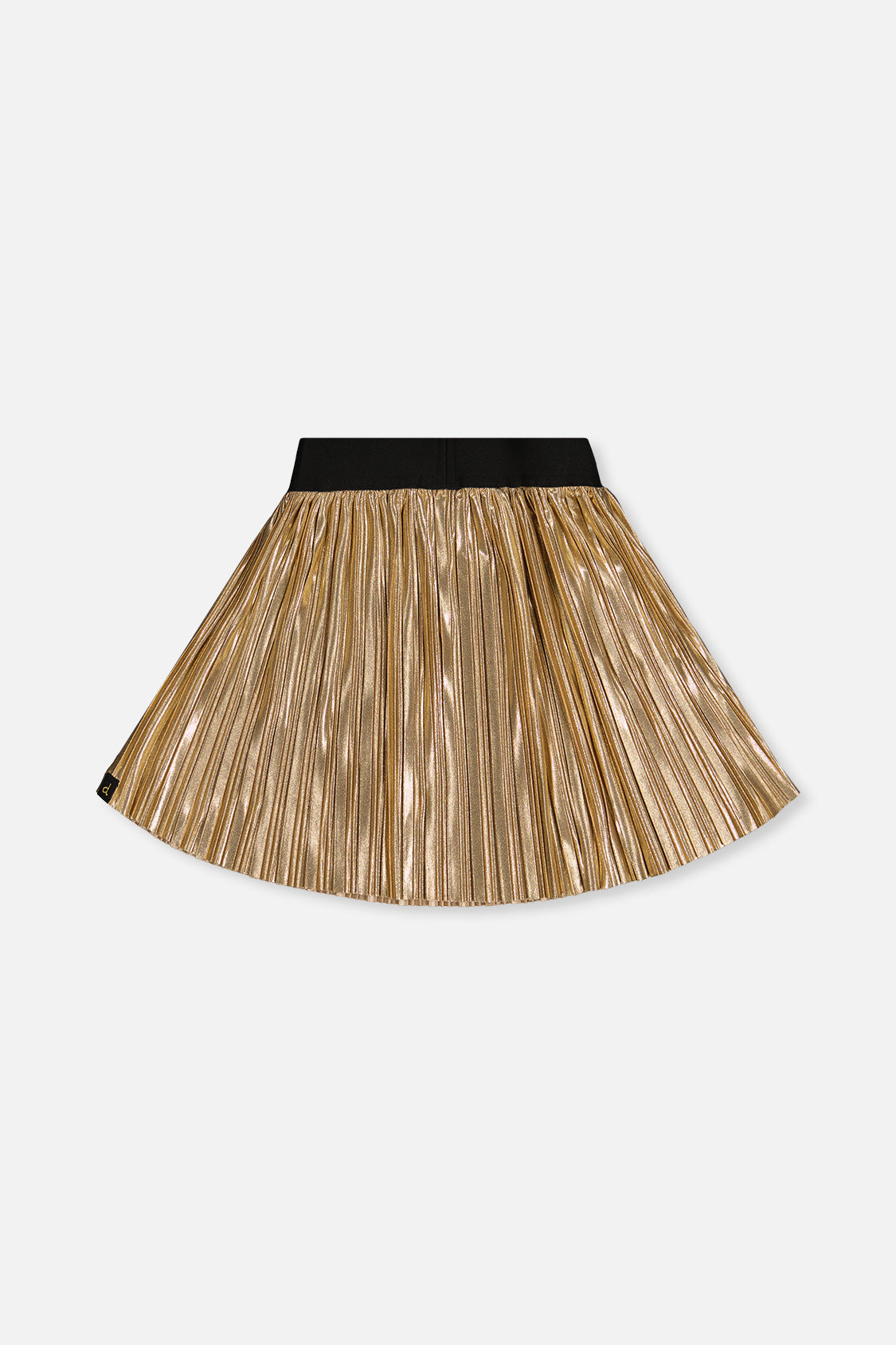 Back view of the Deux par Deux gold pleated A-line skirt
