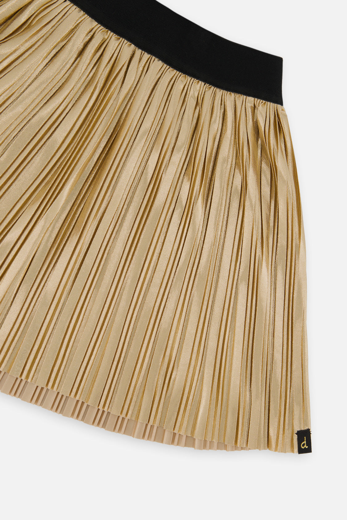 Additional view of the gold metallic pleated skirt by Deux par Deux