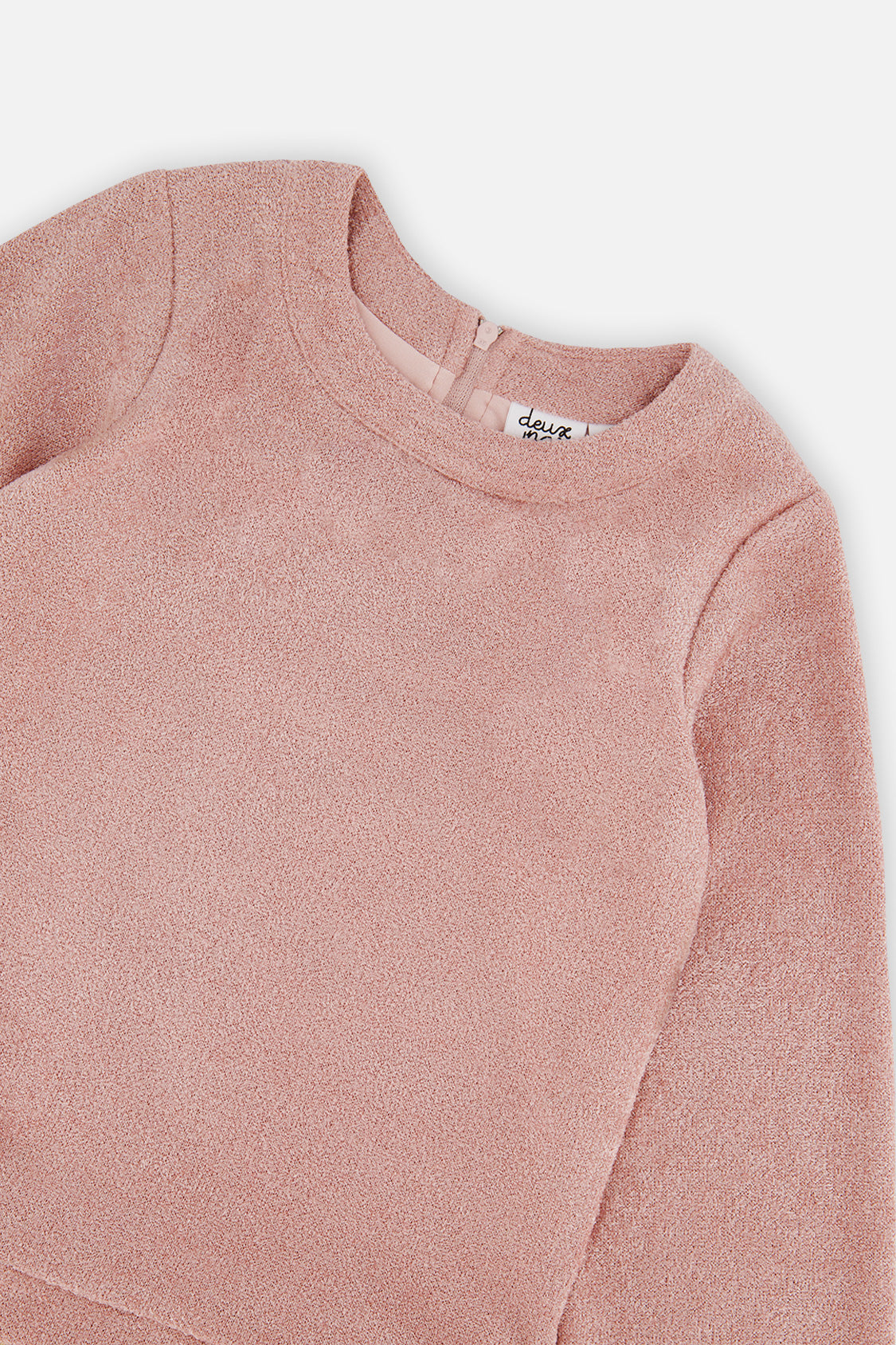 Deux par Deux girls' dusty pink bi-material dress, detail view