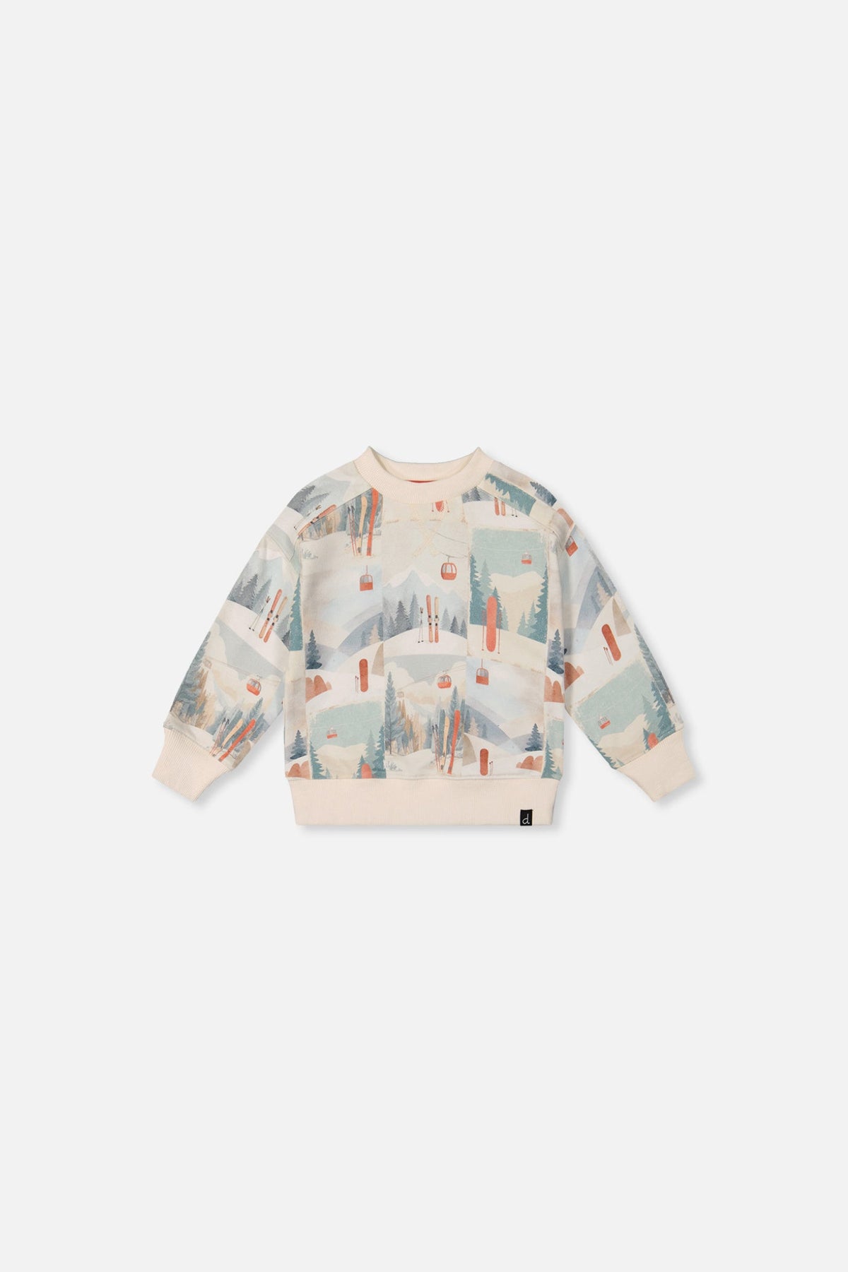 Baby Fleece Sweatshirt Beige Ski Print-0