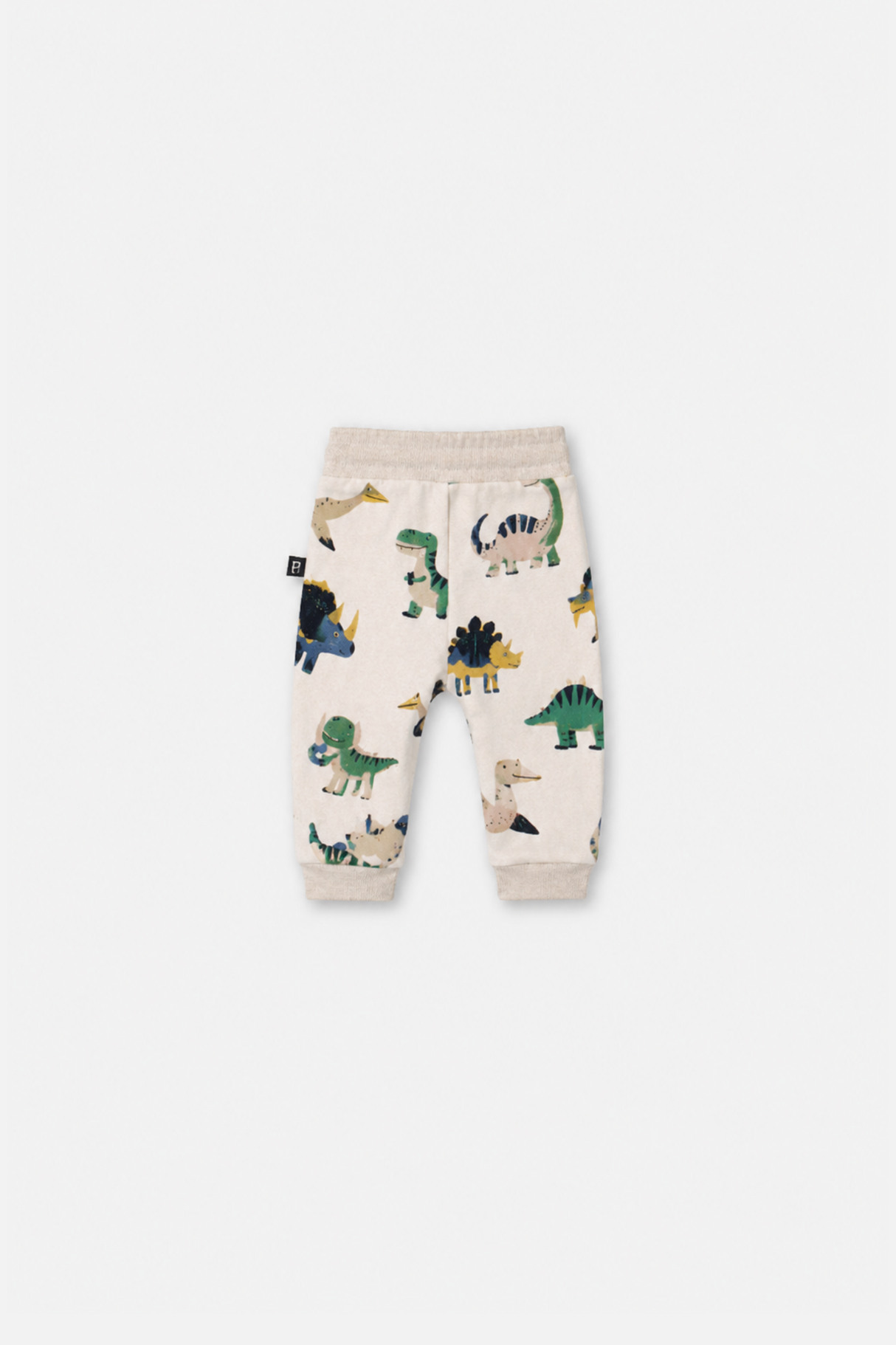 Baby Fleece Sweatpants Beige Dinosaur Print-4