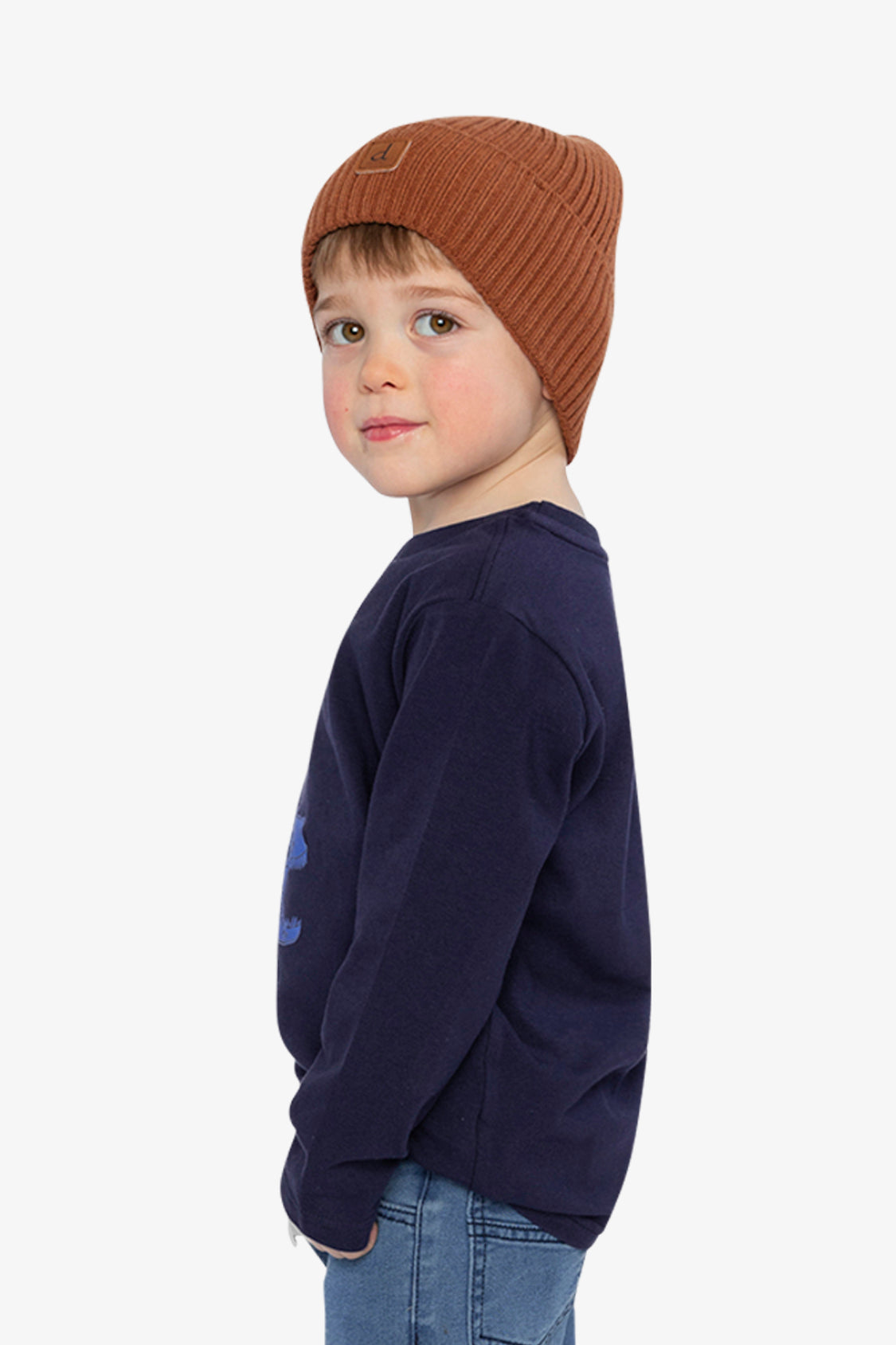 Long Sleeve Organic Cotton T-Shirt Dark Blue And Orange-2