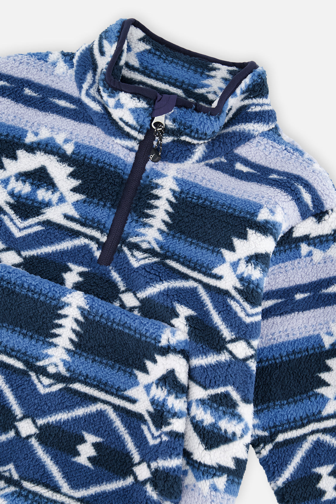 Deux par Deux Mid-Season Plush Pullover Jacket Aztec Blue