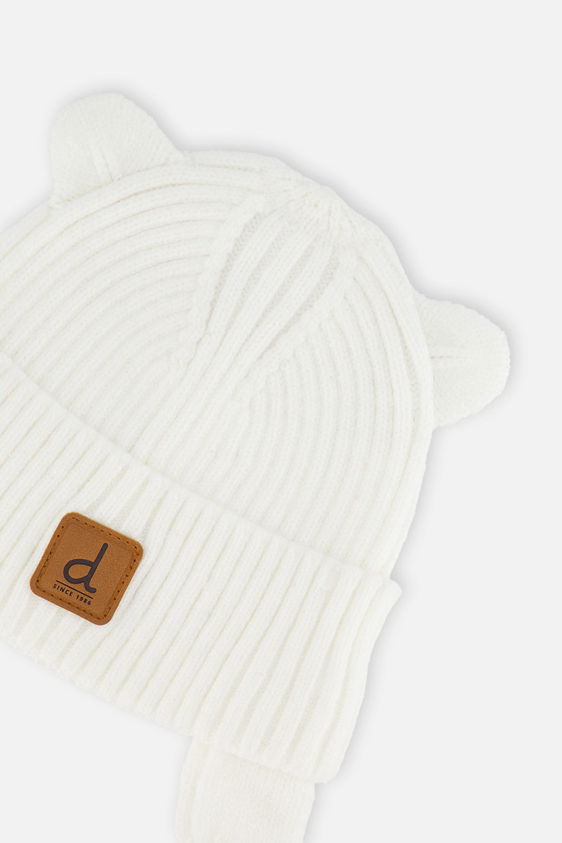 Baby Knit Hat With Strings Off-White-2