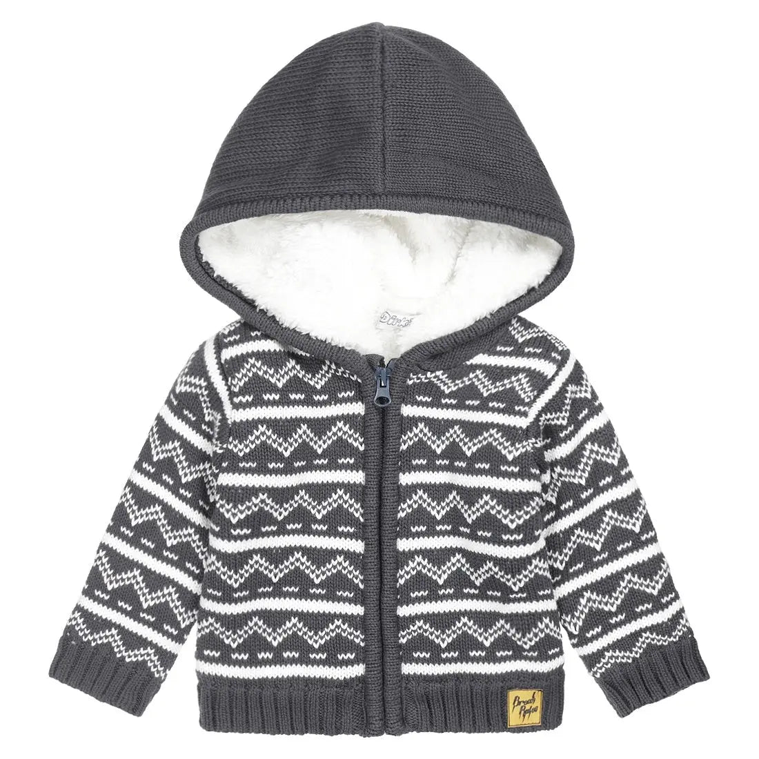 Boys Knitted Cardigan Dark Blue Fake Fur | Dirkje - Dirkje
