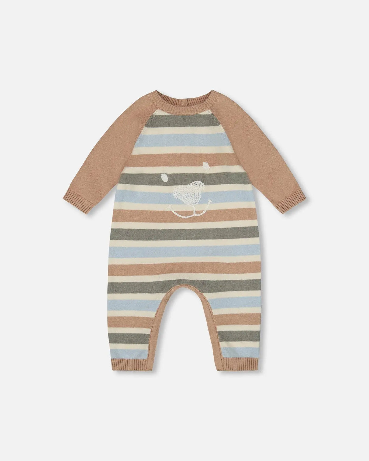 Knitted Romper Blue And Green Stripes | Deux par Deux | Jenni Kidz