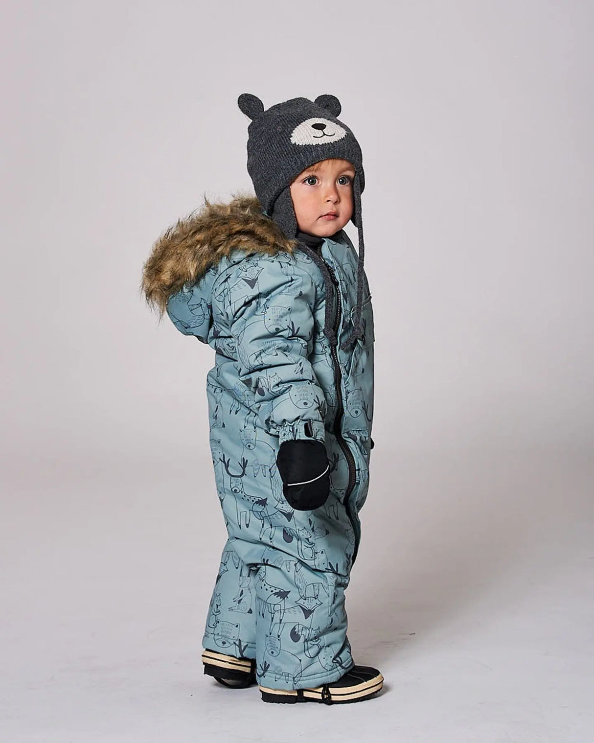 Lined Knit Hat With Ears Gray | Deux par Deux | Jenni Kidz