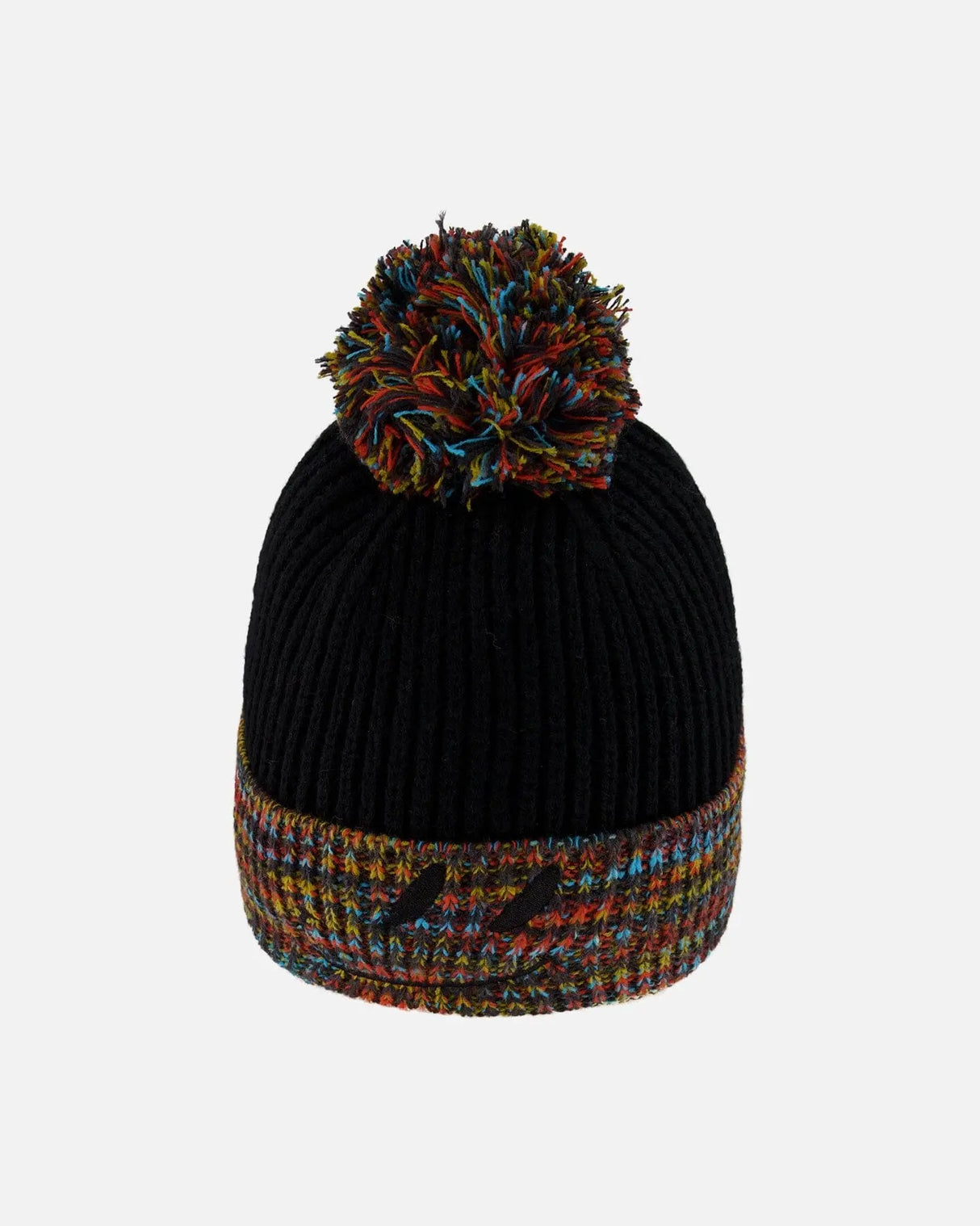 Lined Knit Winter Hat With Pompom Black And Multicolor | Deux par Deux | Jenni Kidz
