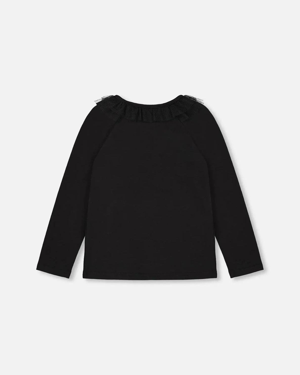 Long Sleeve Raglan Top With Frill Black | DEUX PAR DEUX | DEUX PAR DEUX | Jenni Kidz
