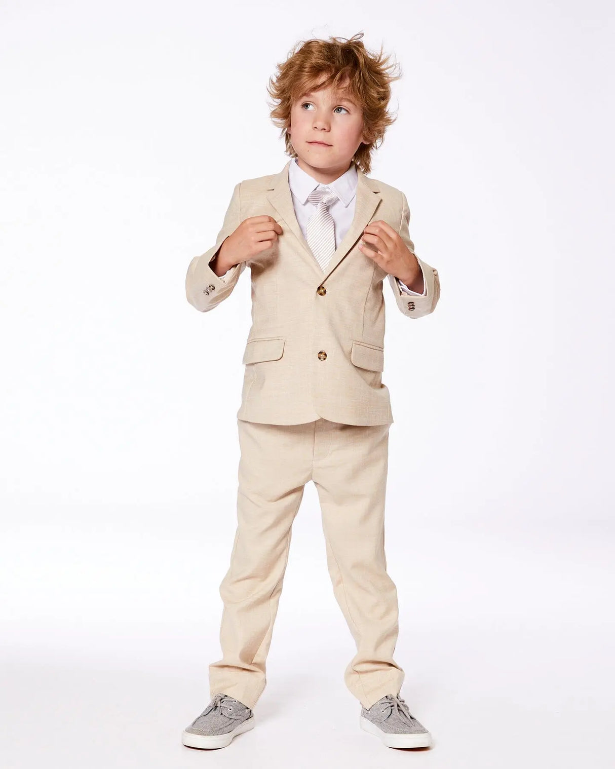 Neck Tie Light Taupe Striped | Deux par Deux | Jenni Kidz