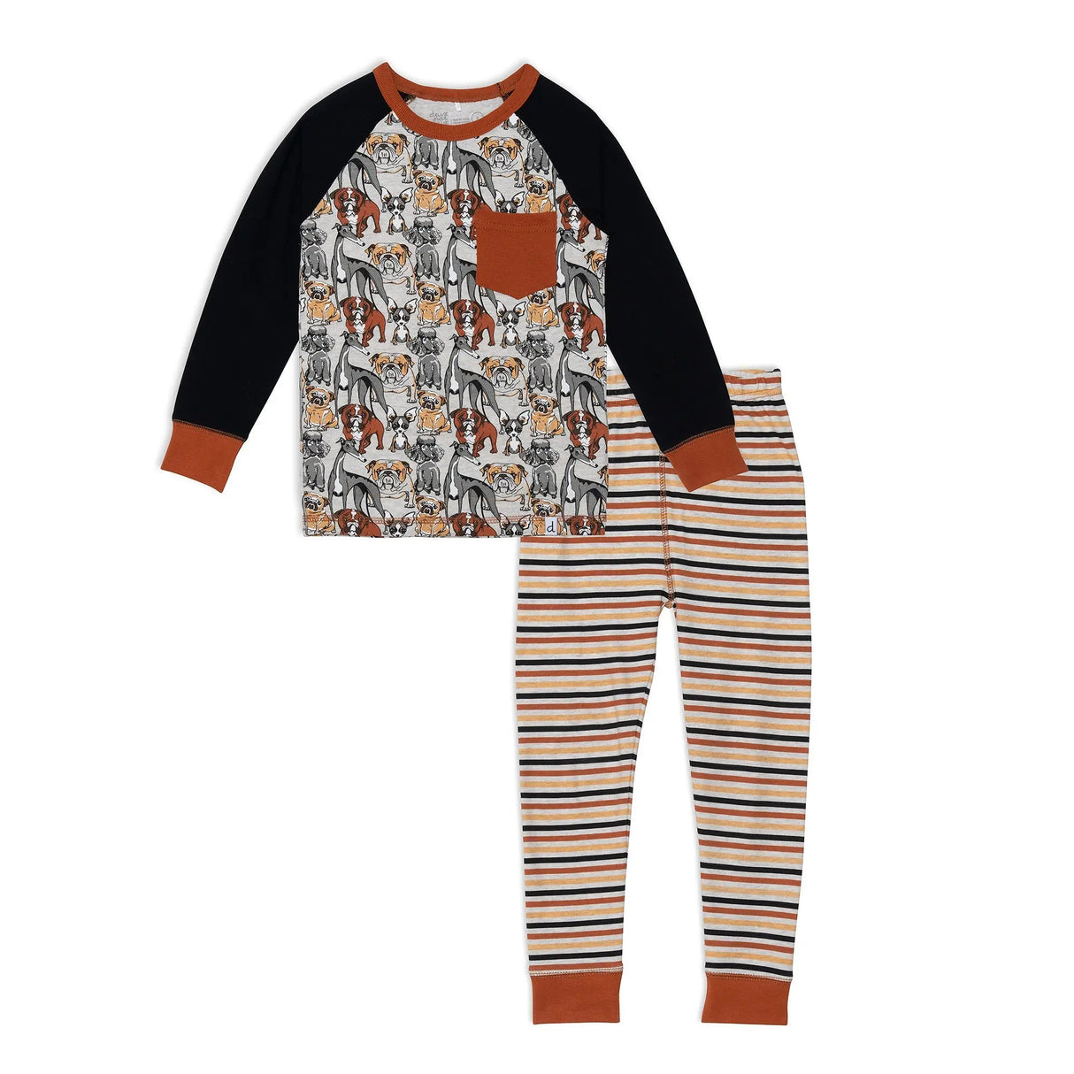 Organic Cotton Two Piece Pajama Set With Dog Print | DEUX PAR DEUX | DEUX PAR DEUX | Jenni Kidz