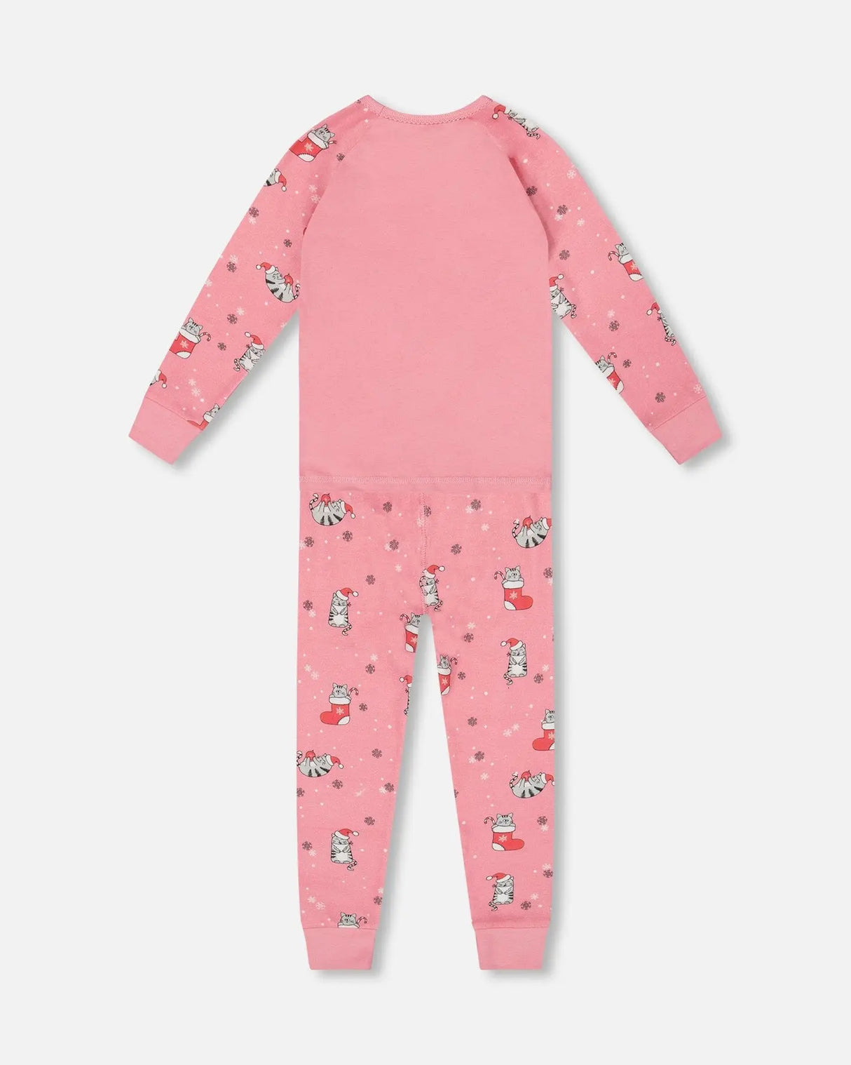 Organic Cotton Two-Piece Pajamas Pink Cat Print | Deux par Deux | Jenni Kidz