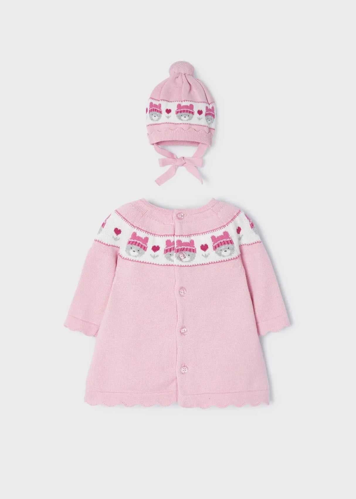 Pink Knitted Baby Girls Dress With Hat Set Newborn | Mayoral | Mayoral | Jenni Kidz