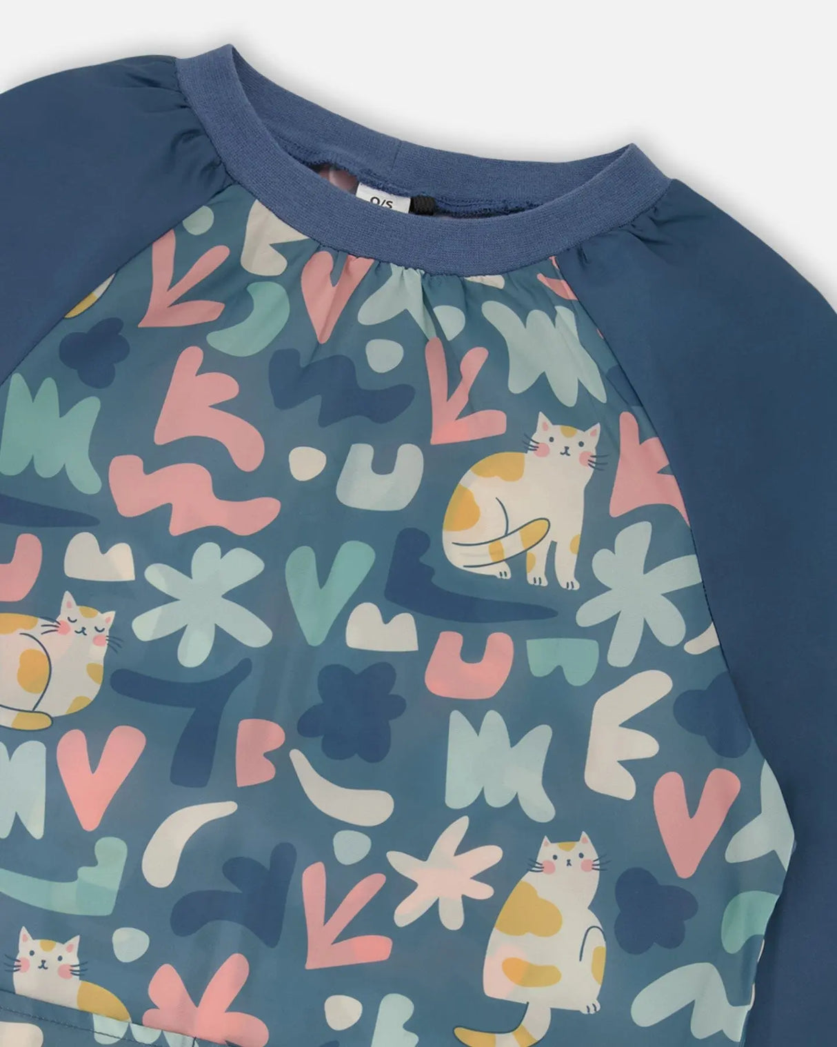 School Apron Green Cat Print | Deux par Deux | Jenni Kidz