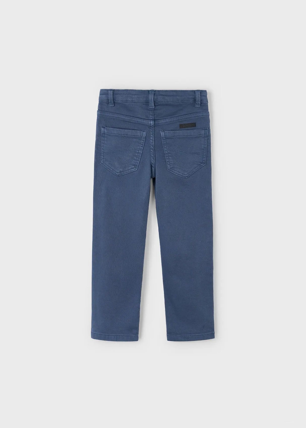 Side/back view of boys’ straight-leg pants showing clean hem and fit
