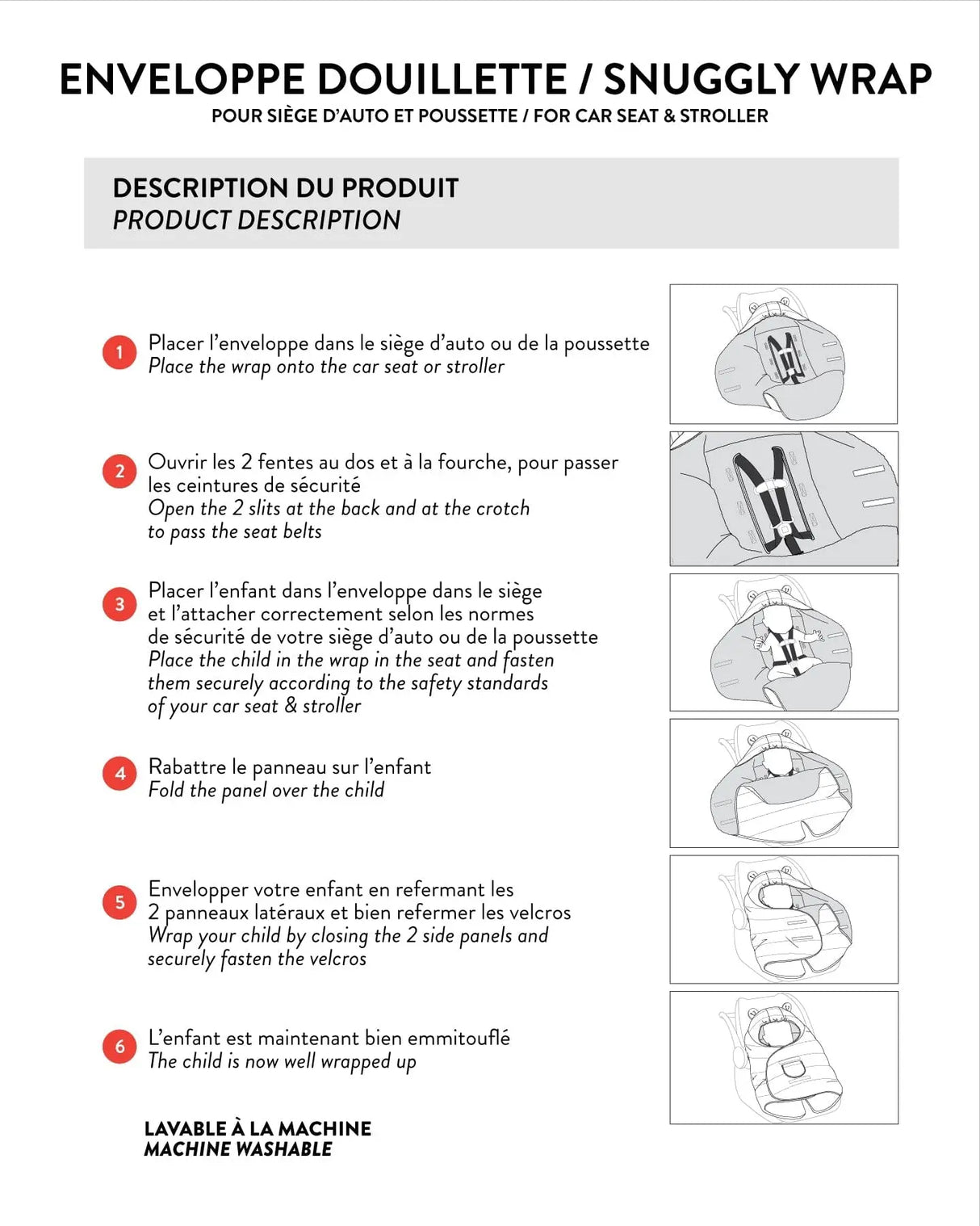 Snugly Baby Wrap Designed For Car Seat And Stroller Black | Deux par Deux | Jenni Kidz