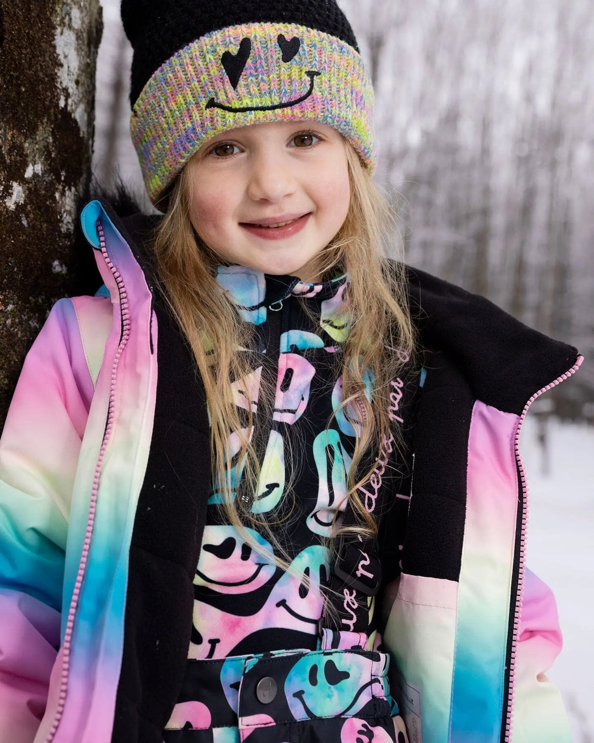 Two-Piece Thermal Underwear Set Smiley Face Girl | Deux par Deux | Jenni Kidz