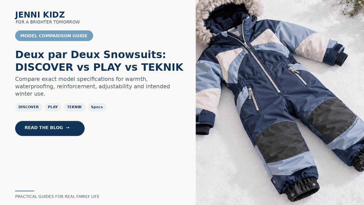 Deux par Deux DISCOVER PLAY and TEKNIK snowsuit comparison by warmth waterproofing and features