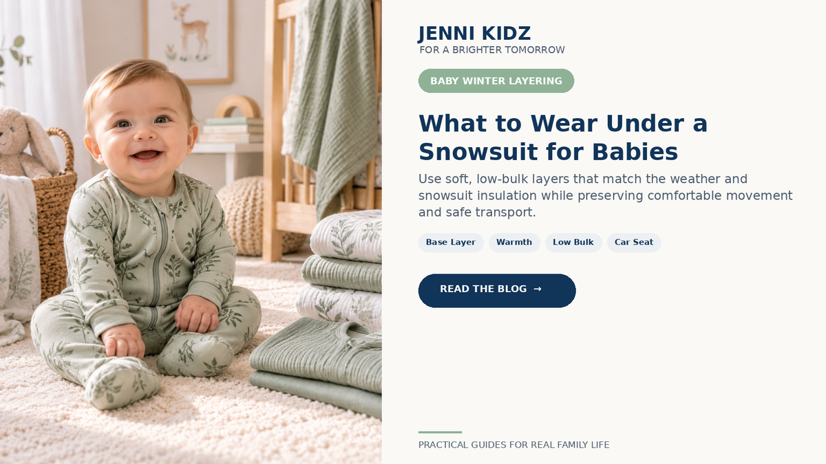 Baby winter layering guide for what to wear under a snowsuit with low-bulk layers
