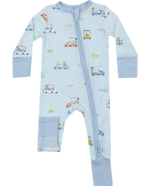 Angel Dear Golf Carts Blue bamboo zipper romper for baby boys - image 1
