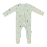 Zippered Footie in Aloe Chick | Kyte Baby
