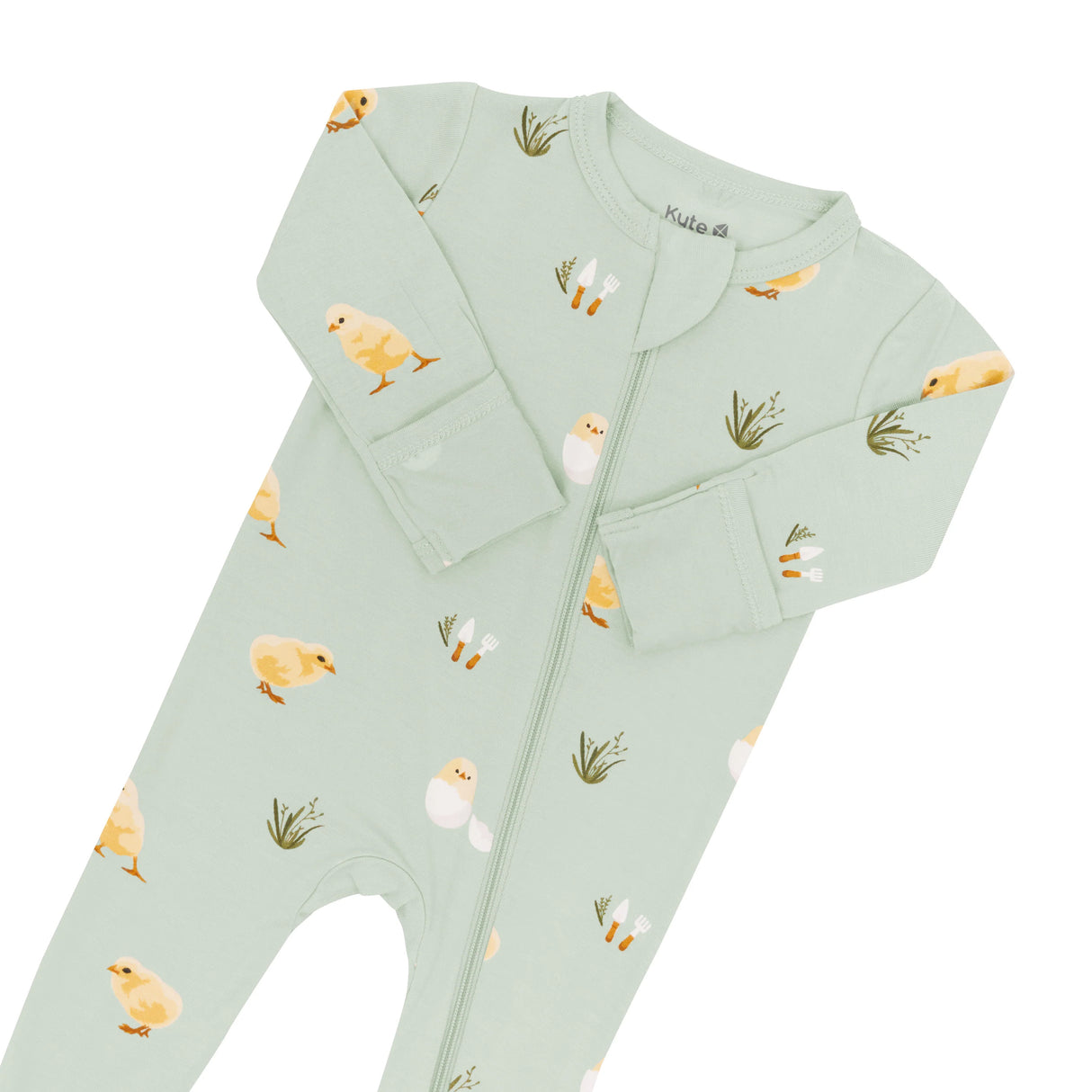 Zippered Footie in Aloe Chick | Kyte Baby