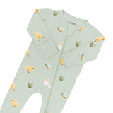Zippered Footie in Aloe Chick | Kyte Baby