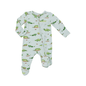 Angel Dear Alligators bamboo two-way zipper footie for baby boys, image 1